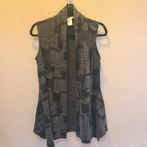John Mark Black Gray Long Vest Kimono Fall Winter Ready Women’s Size Small